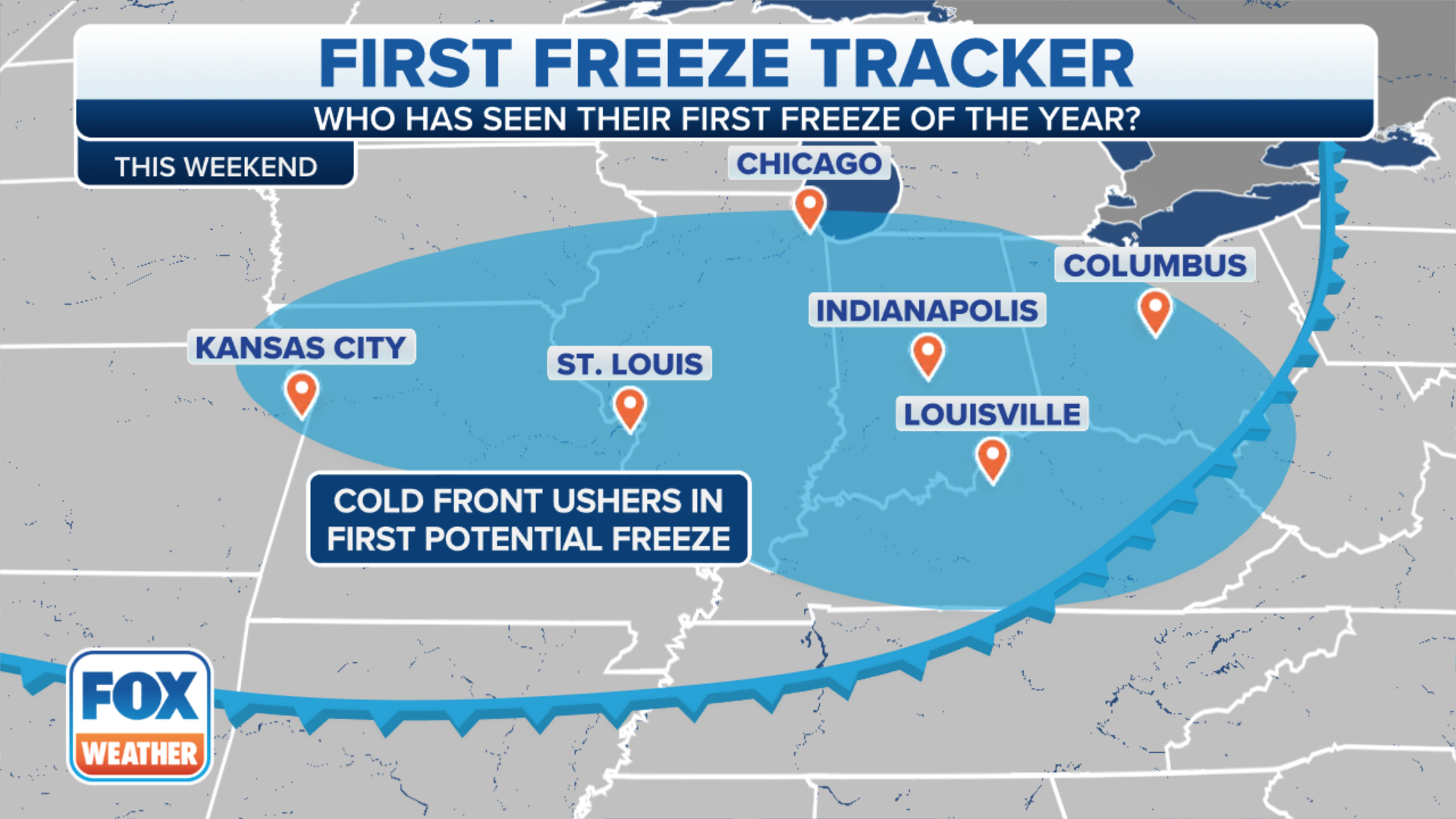Cold front ushers in first potential freeze for millions across Midwest